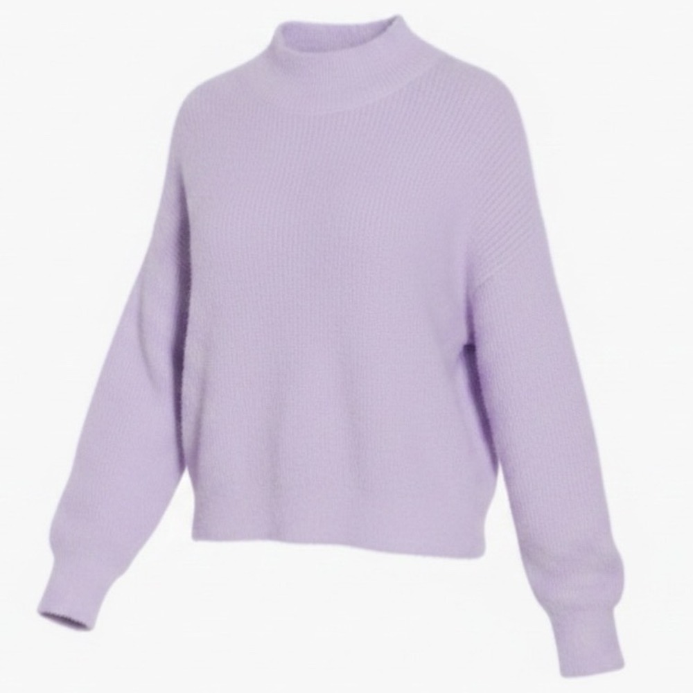 Vigoss Hair Yarn Mock Neck Sweater Women's Medium Lavender Soft Cozy NWT